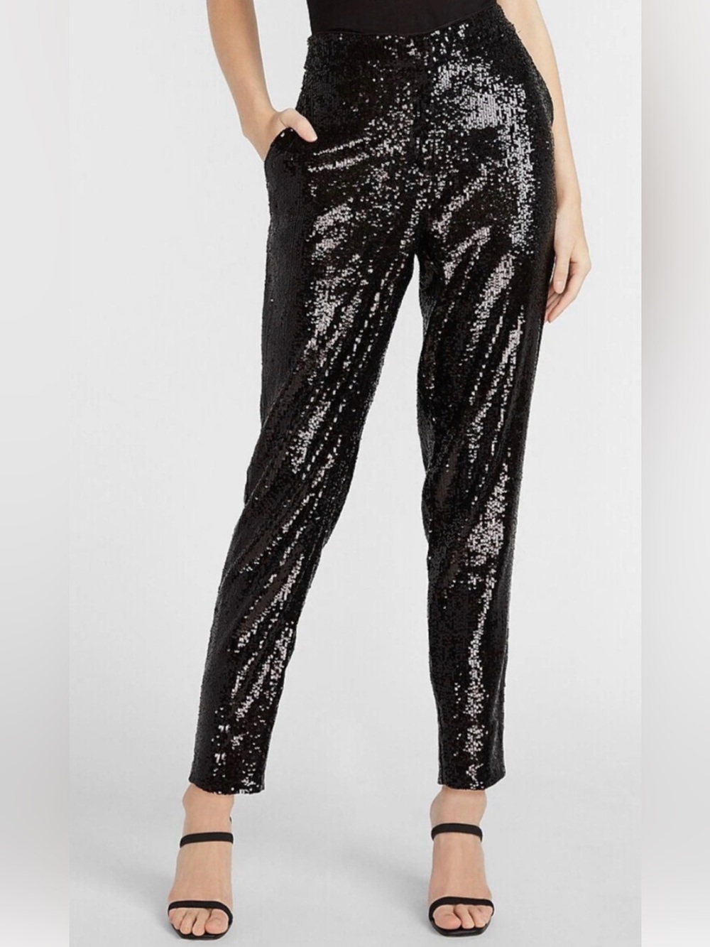 Express ankle high rise sequin pants Size XS Black